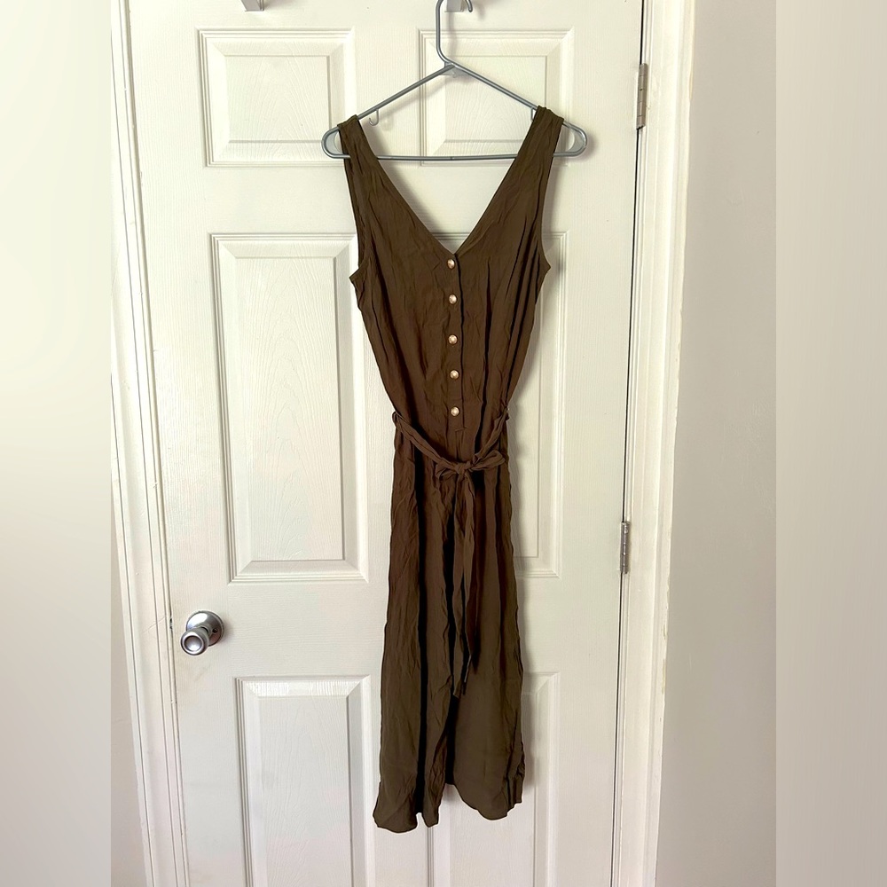 Row A Olive Green Midi Dress Size S
